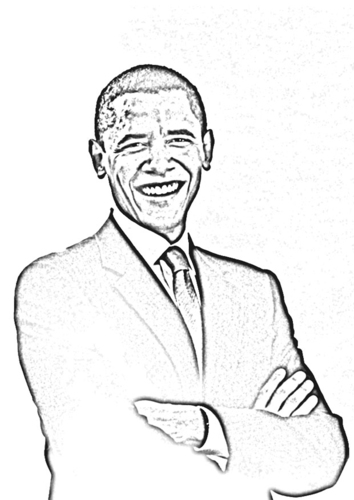 Malvorlage  Präsident Obama