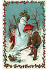 Bilder Kinder bauen einen Schneemann