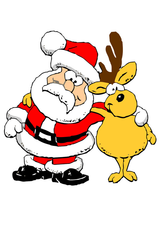 Bild Weihnachtsmann mit Rentier