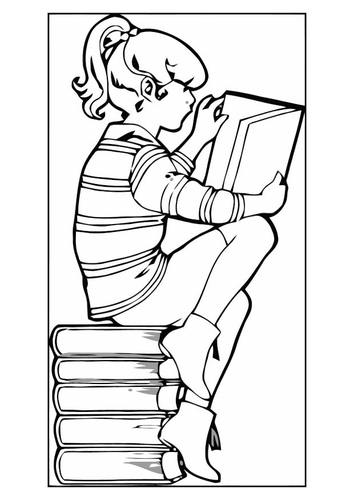 Malvorlage  Bücher lesen