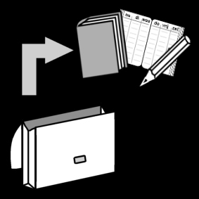 Malvorlage  Büchertasche ausleeren
