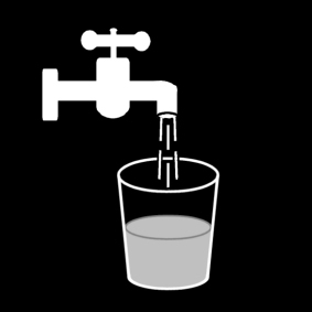 Malvorlage  ein Glas mit Wasser füllen