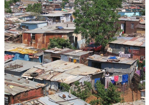 Elendsviertel in Soweto, Südafrika