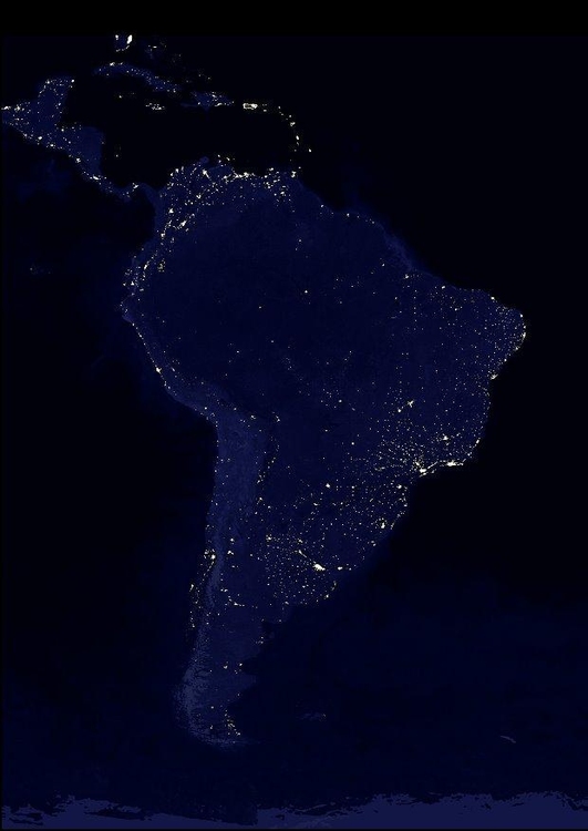 Foto die Erde bei Nacht - Stadtgebiete SÃ¼damerika