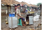 Fotos slum in Jakarta, Indonesien