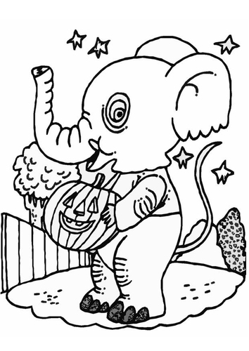 Malvorlage  Halloween Elefant
