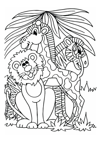 Löwe, Giraffe und Zebra