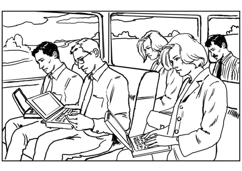 Laptop in der Eisenbahn