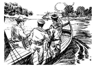 Malvorlagen 3 Männer in einem Boot