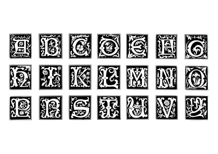 Malvorlage  Dekorative Buchstaben