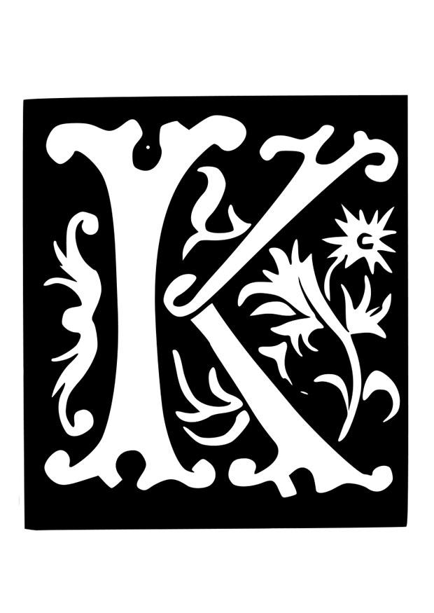 Malvorlage Dekorativer Buchstabe - K | Ausmalbild 19036.