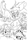 Malvorlagen Dinosaurier in der Landschaft