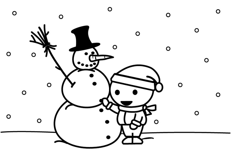 Malvorlage  einen Schneemann bauen