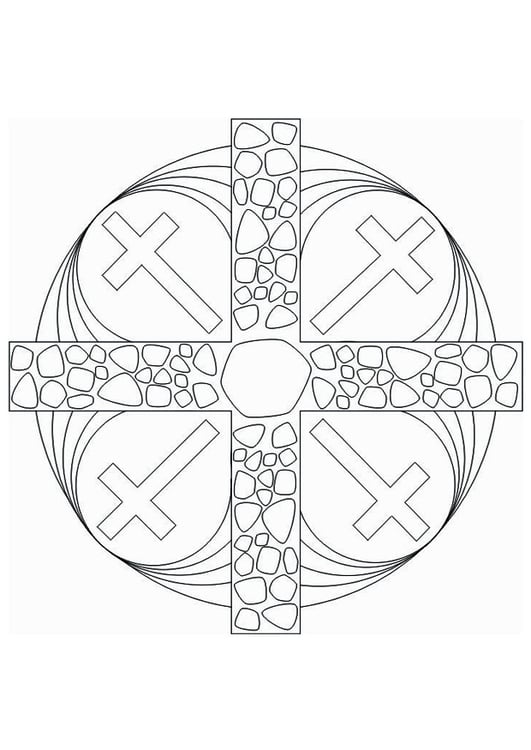 Malvorlage  Mandala Kreuz