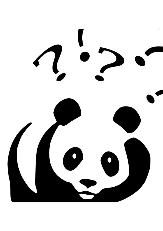 Malvorlage  Panda stellt sich Fragen