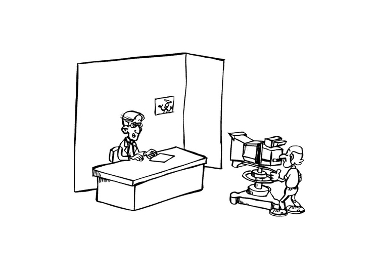 Malvorlage Präsentator mit Kameramann Ausmalbild 10416.
