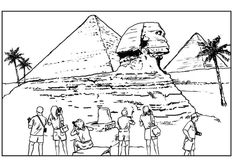 Malvorlage  Sphinx und Pyramiden