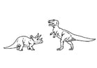 Malvorlagen Ticeratops und T-Rex
