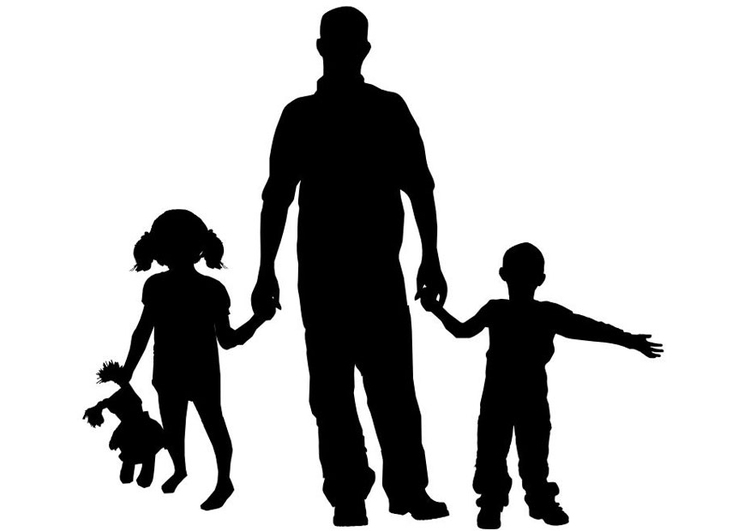 Malvorlage  Vater mit Kindern