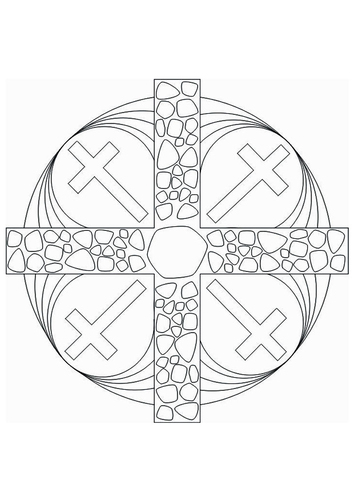 Malvorlage  Mandala Kreuz