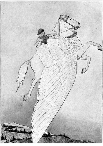 Pegasus auf dem geflügelten Pferd