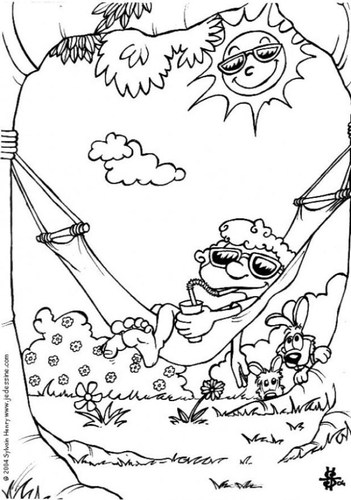 Malvorlage  Sommer - die Hängematte