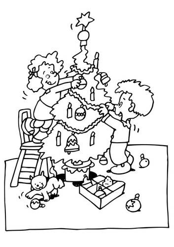 Malvorlage  Weihnachtsbaum schmücken