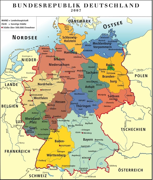 Bild Deutschland - politische Karte BRD 2007