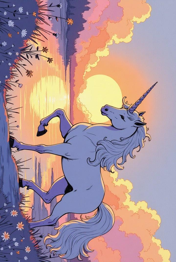 Einhorn bei Sonnenuntergang