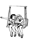 Malvorlage freunde auf der schaukel