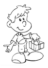 Malvorlage junge mit geschenk