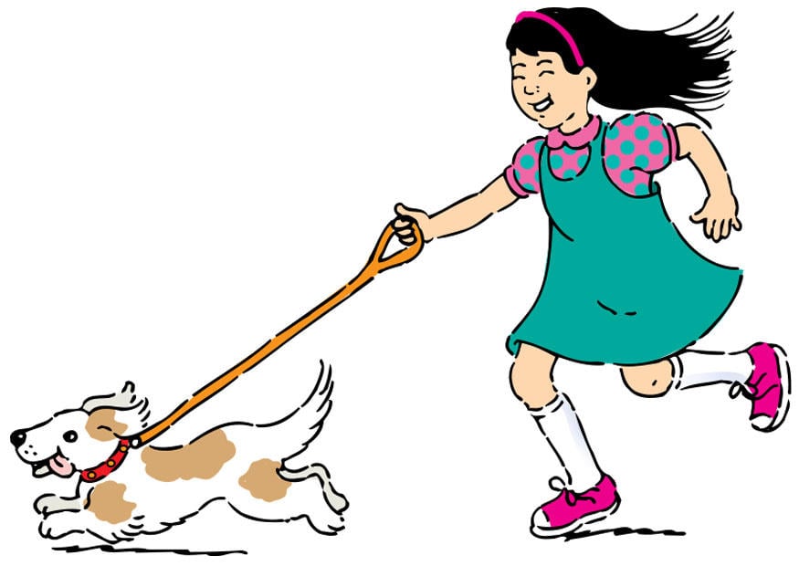 clipart girl walking dog - photo #1