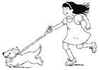 Malvorlage mit dem hund spazieren gehen