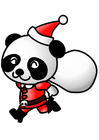 Panda im Weihnachtskostüm