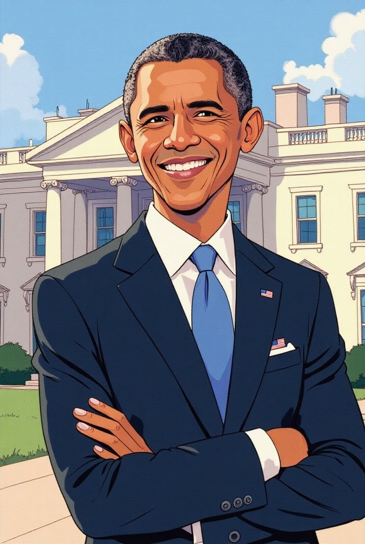 Präsident Obama vor dem Weißen Haus