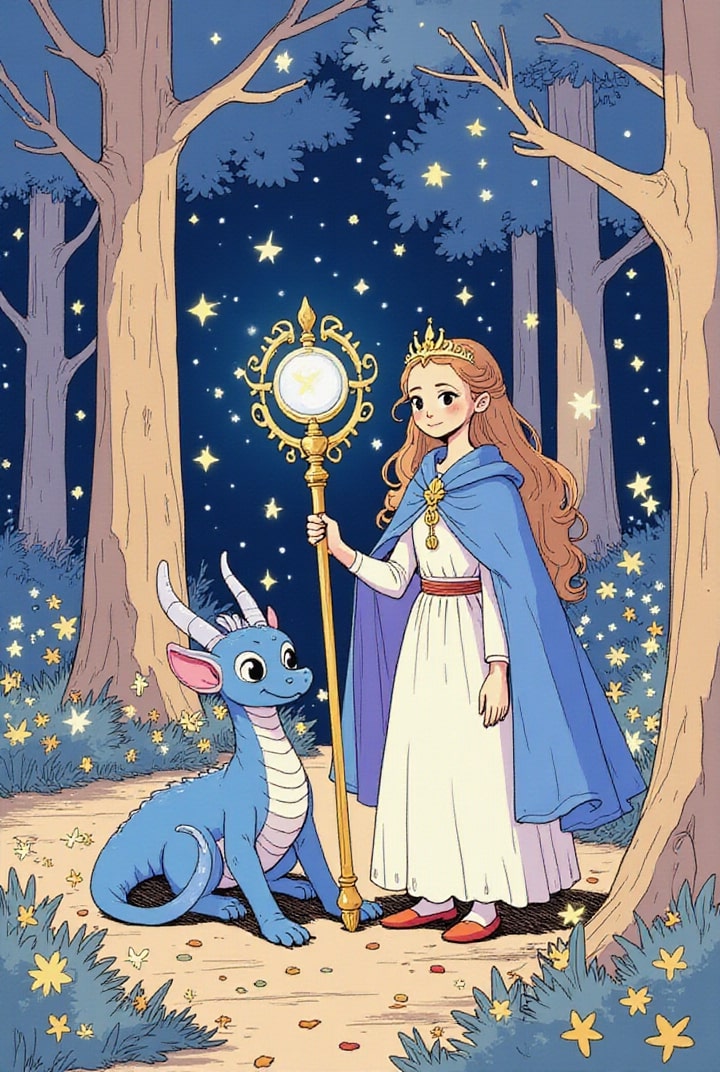 Bild Prinzessin im Zauberwald mit Drachen