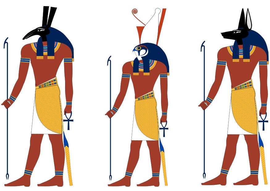 Bild Seth, Horus und Anubis