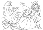 Malvorlage  Thanksgiving Korb - Cornucopia