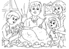 Malvorlage thanksgiving mahlzeit mit der familie