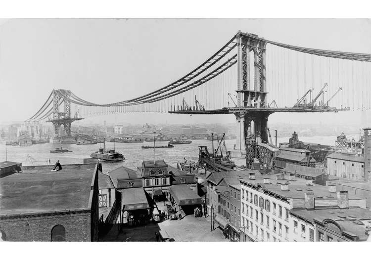 Foto Bau der Manhattan Brigde 1909