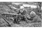 Fotos Soldaten mit Maschinengewehr und Gasmaske