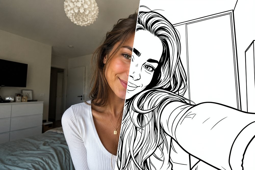 Selfie als Ausmalbild