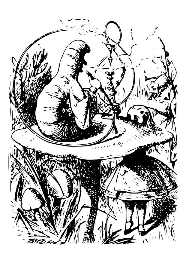 Malvorlage alice im wunderland - herr raupe