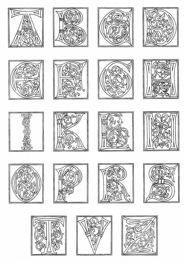 01a. alphabet ende 15. jahrhundert Malvorlage 01a. alphabet ende 15. jahrhundert