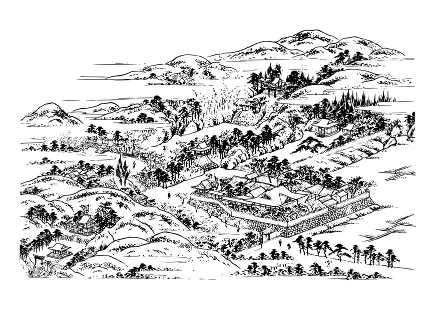 altes japanisches dorf Malvorlage altes japanisches dorf