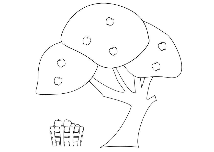 apfelbaum mit apfelkorb Malvorlage apfelbaum mit apfelkorb