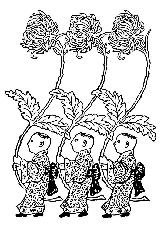 asien - trA¤ger gelber chrysanthemen Malvorlage asien - trA¤ger gelber chrysanthemen