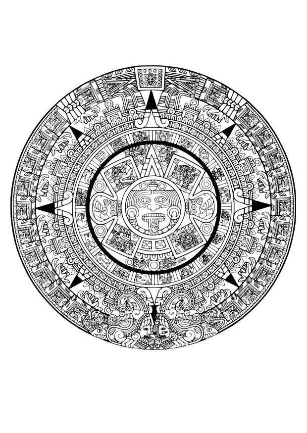 aztekenkalender Malvorlage aztekenkalender