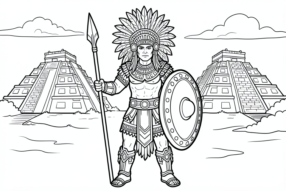 aztekenkrieger Malvorlage aztekenkrieger