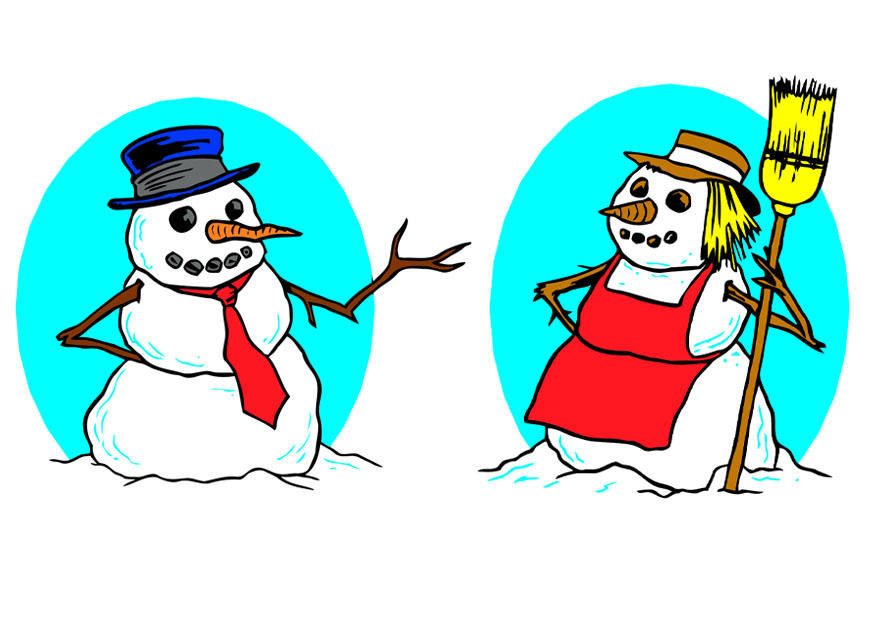 Bild schneemann und schneefrau